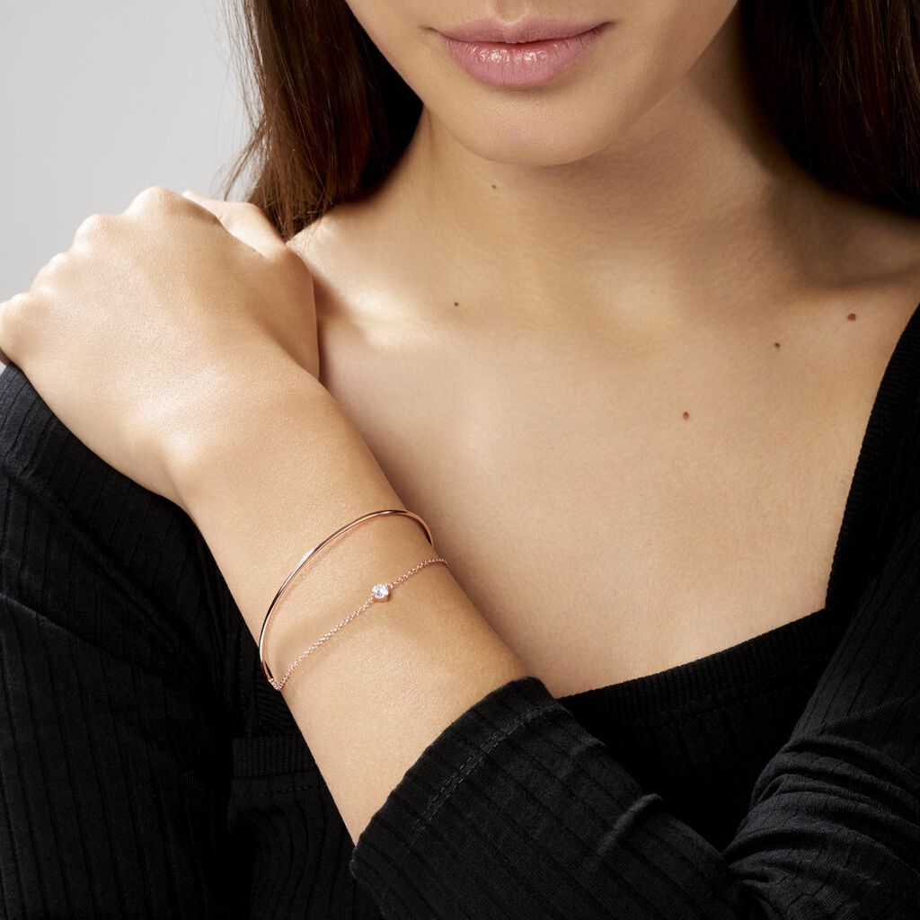 Bangle Silver Elegance Argento Rosa Cubic Zirconia