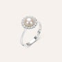 Anello Solitario Gold Pearls Oro Bianco Perla D'Acqua Dolce Diamante