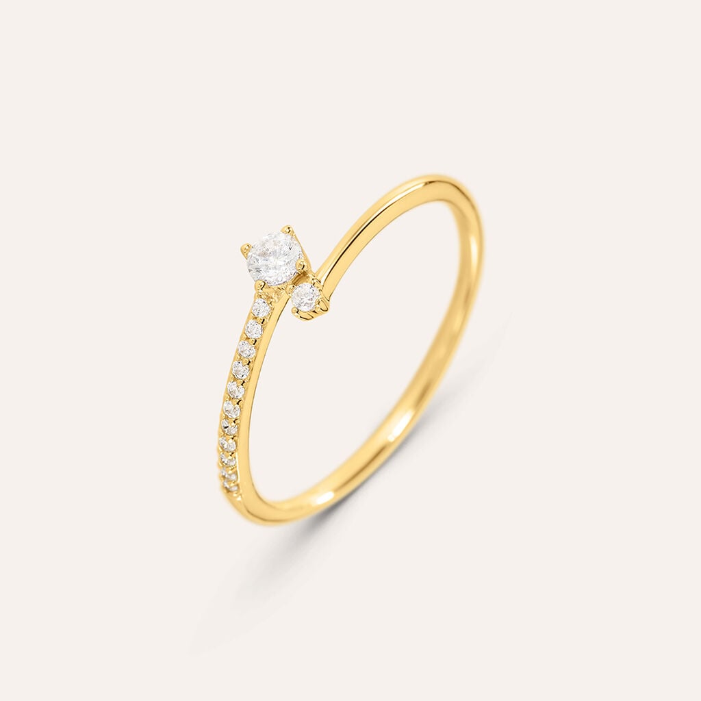 Anello Semi-eternity Silver Glow Argento Dorato Cubic Zirconia