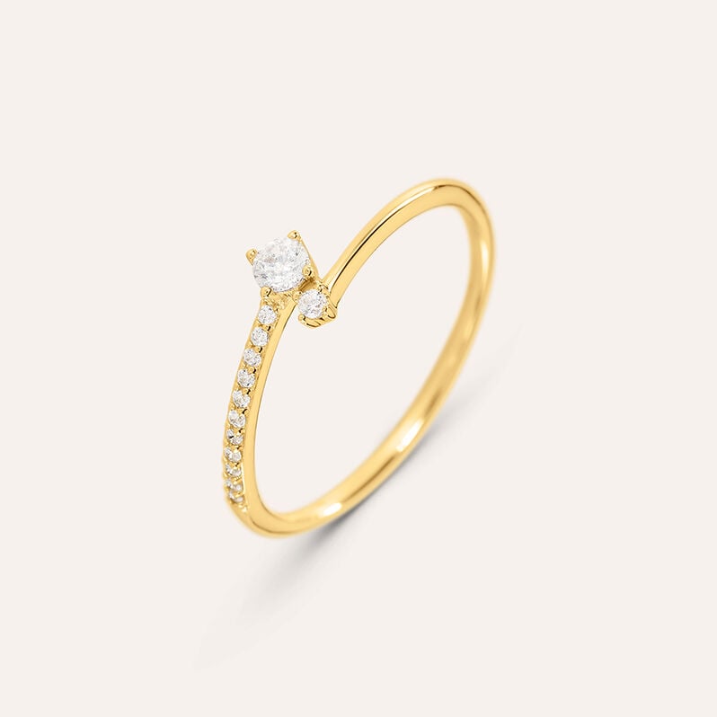 Anello Semi-eternity Silver Glow Argento Dorato Cubic Zirconia - Anelli con Pietre Donna | Stroili