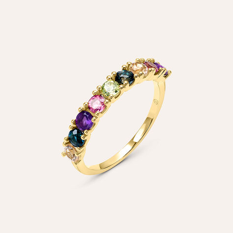 Anello Riviere Amélie Oro Giallo Ametista Topazio Morganite Peridoto Tormalina - Anelli Riviere Donna | Stroili
