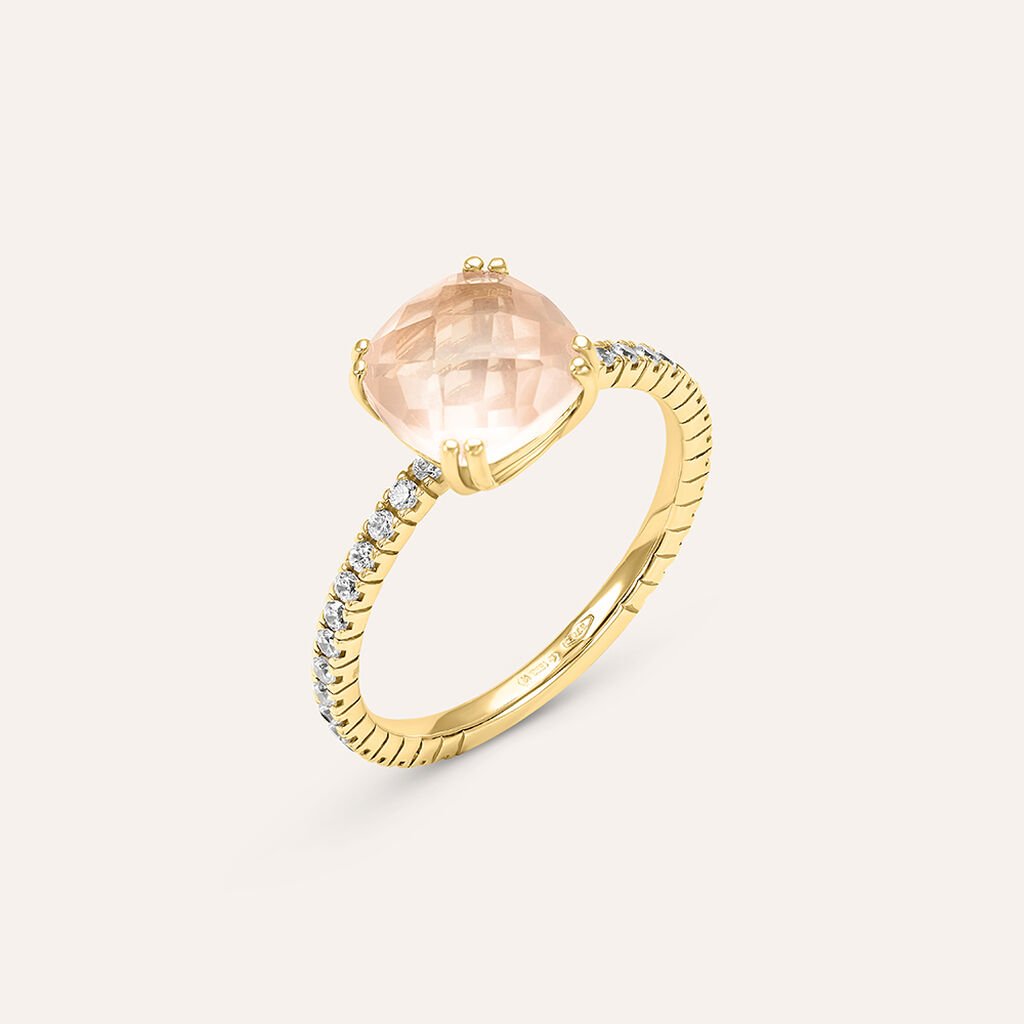 Anello Solitario Am&eacute;lie Oro Giallo Quarzo Cubic Zirconia