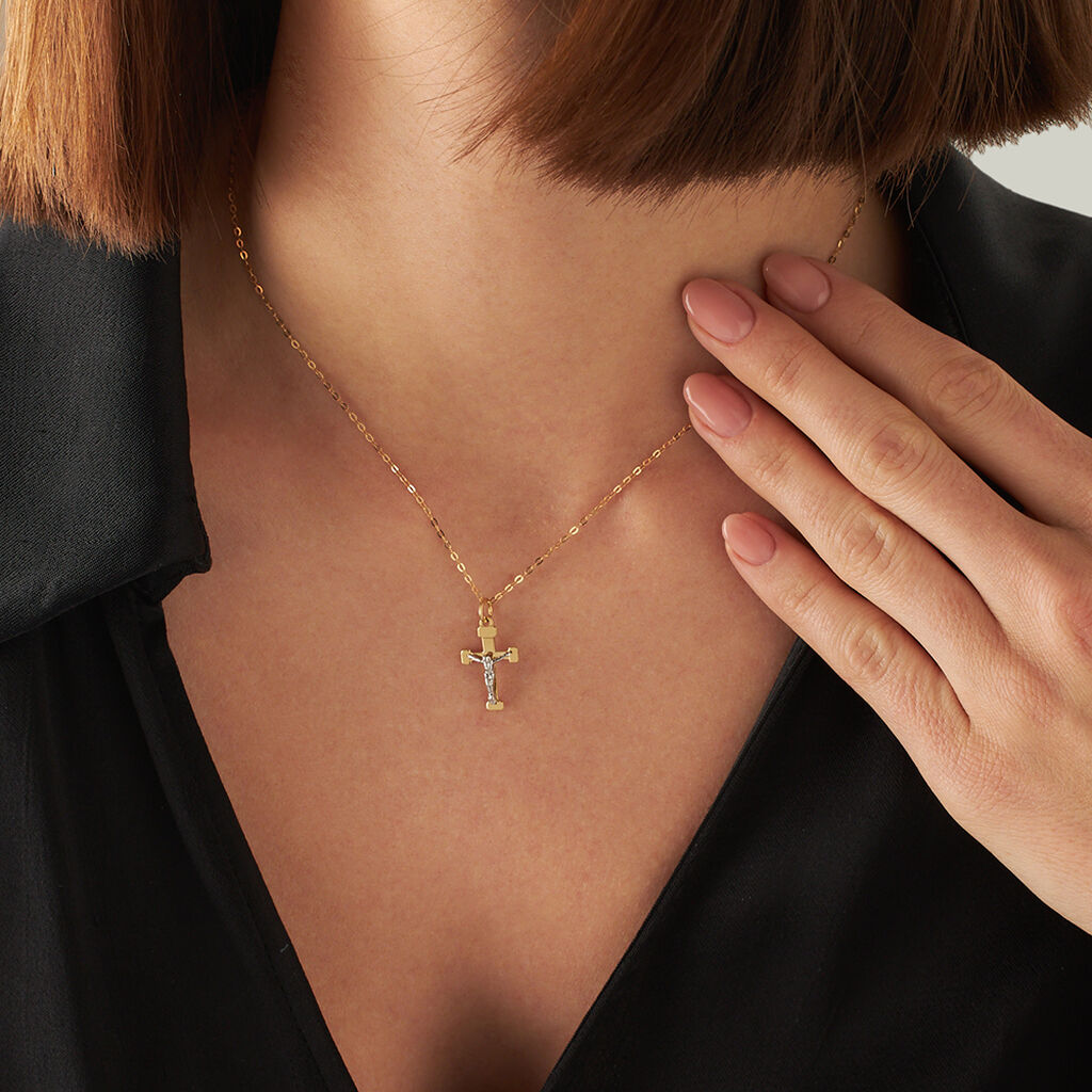Collana Cristo Holy Oro Bicolore Giallo / Bianco - Collane Unisex | Stroili
