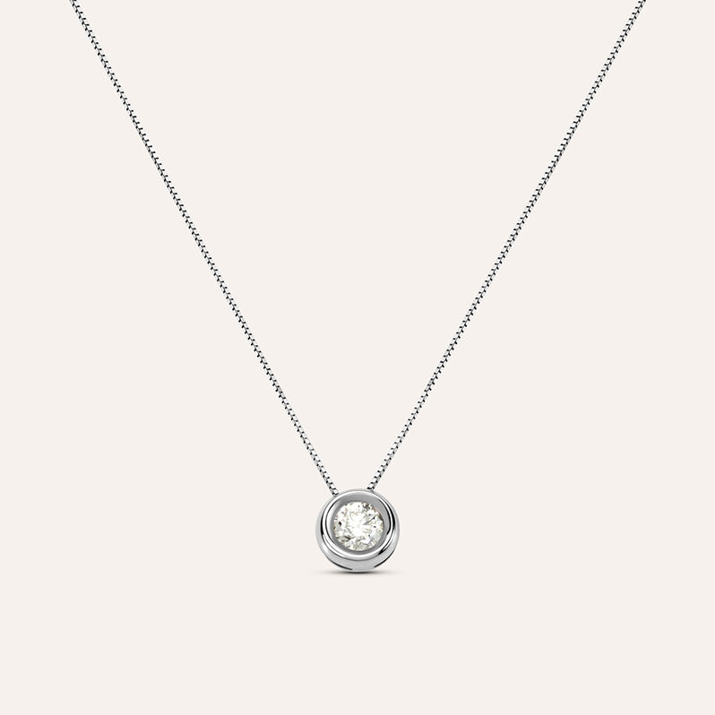 Girocollo punto luce in oro bianco con brillante 0.40 ct - Collane Donna | Stroili