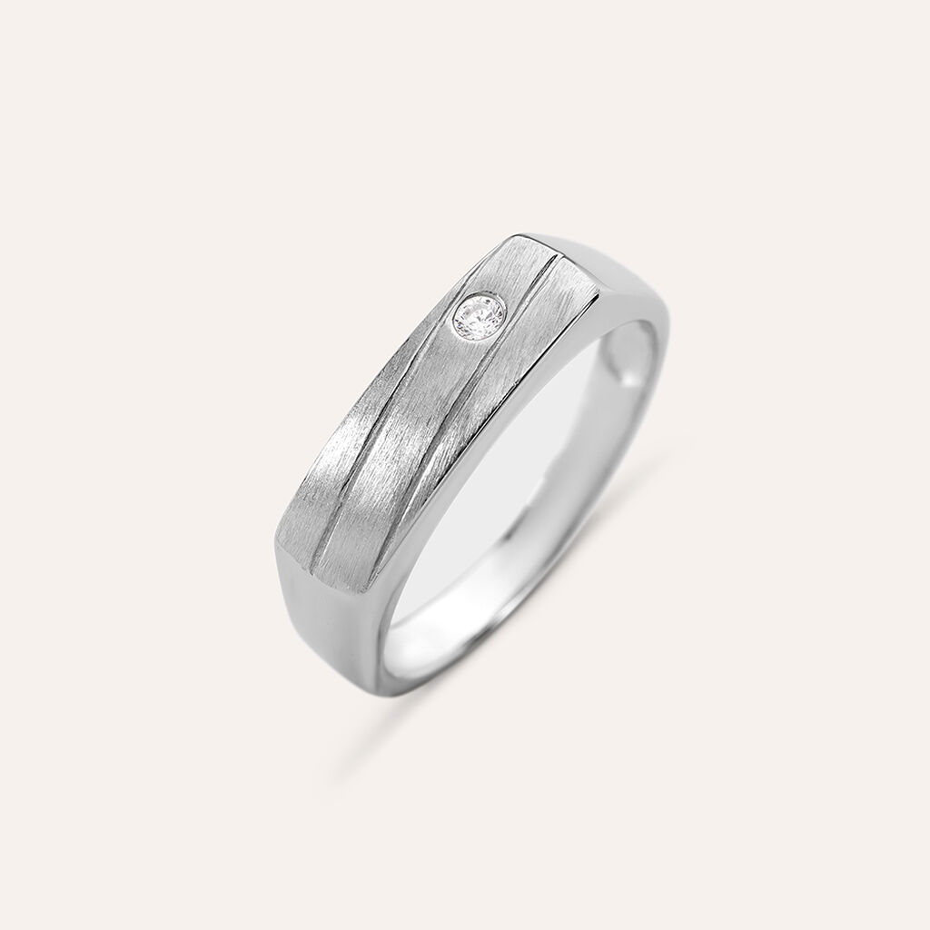 Anello Chevalier Gentleman Argento Rodiato Cubic Zirconia