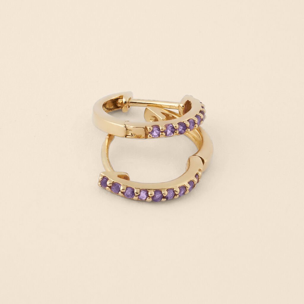 Orecchini A Cerchio Am&eacute;lie Oro Giallo Ametista