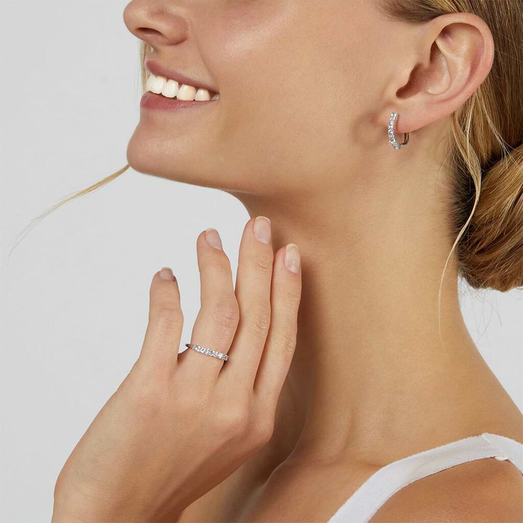 Orecchini A Cerchio Amélie Oro Bianco Topazio Cubic Zirconia - Orecchini a Cerchio Donna | Stroili