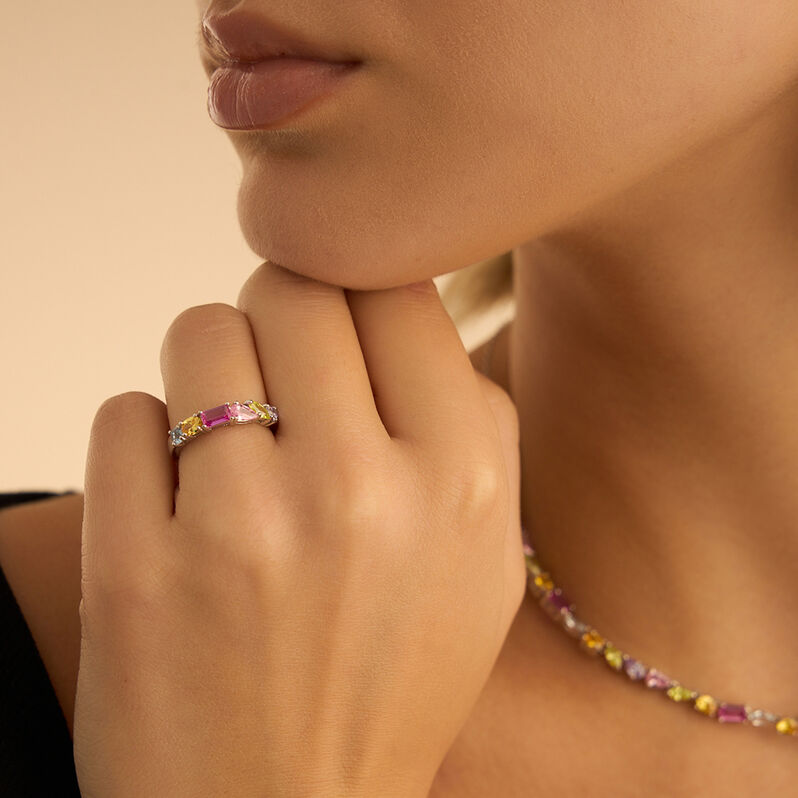 Anello Solitario Silver Rainbow Argento Rodiato Cubic Zirconia - Anelli con Pietre Donna | Stroili