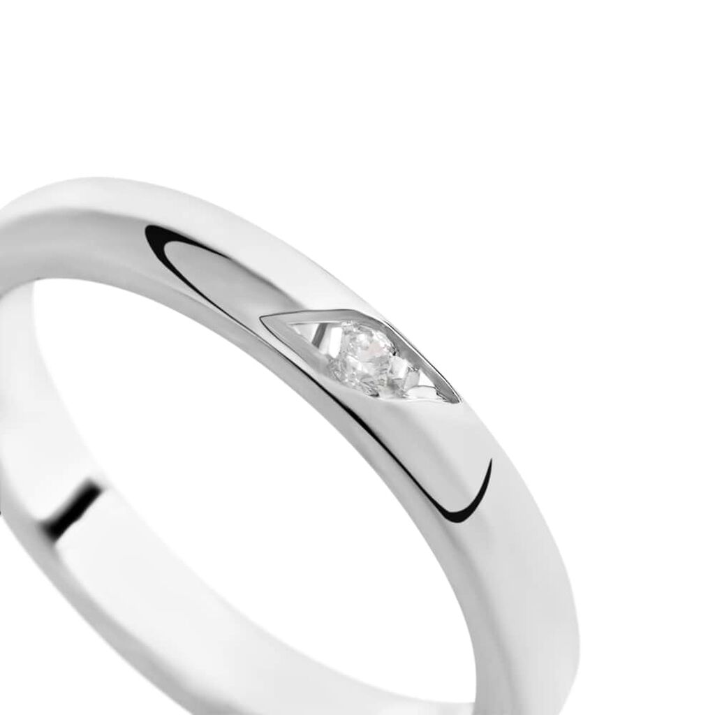 Fede Classica 3.1 mm Oro Bianco Diamante - Anelli con Incisione Unisex | Stroili