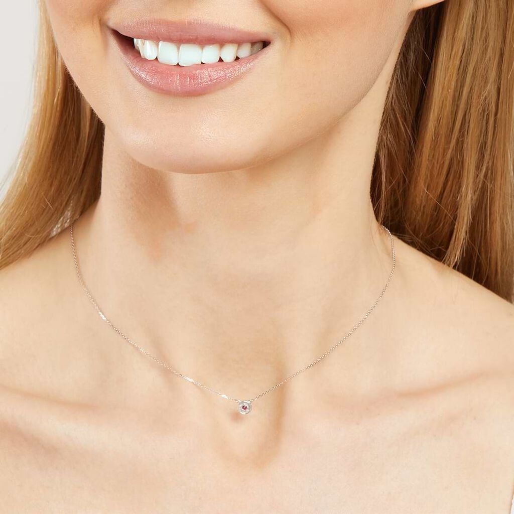 Collana Punto Luce Elizabeth Crown Oro Bianco Rubino Diamante