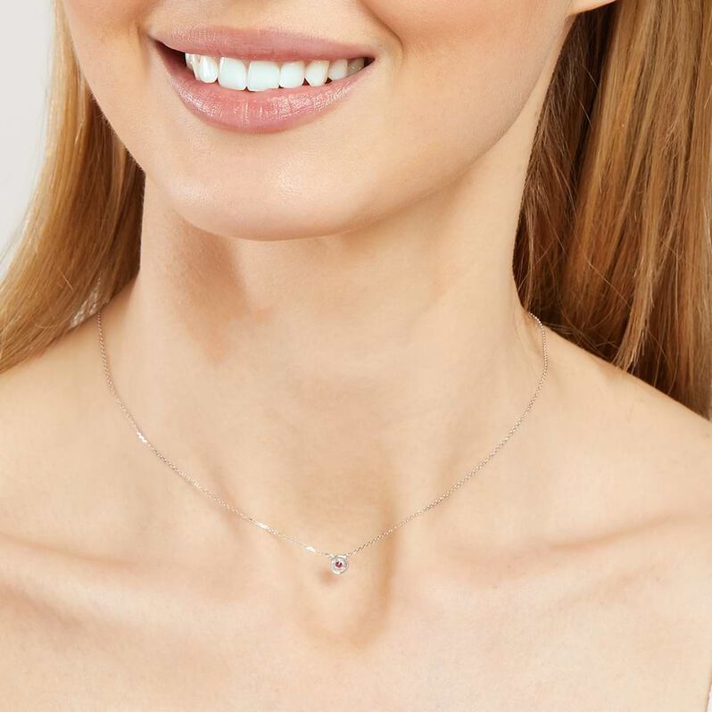 Collana Punto Luce Elizabeth Crown Oro Bianco Rubino Diamante - Collane Punto Luce Donna | Stroili