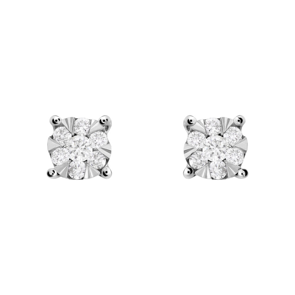 Orecchini Lobo Punto Luce Petali Oro Bianco Diamante - Orecchini a Lobo Donna | Stroili