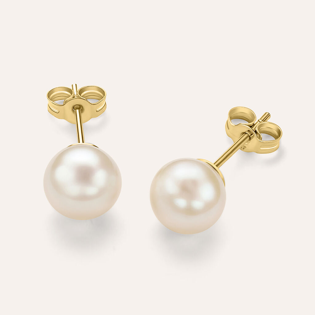 Orecchini Lobo Gabrielle Oro Giallo Perla D'Acqua Dolce