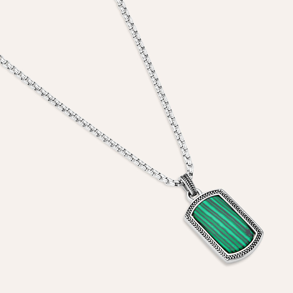 Collana Man Code Acciaio Malachite