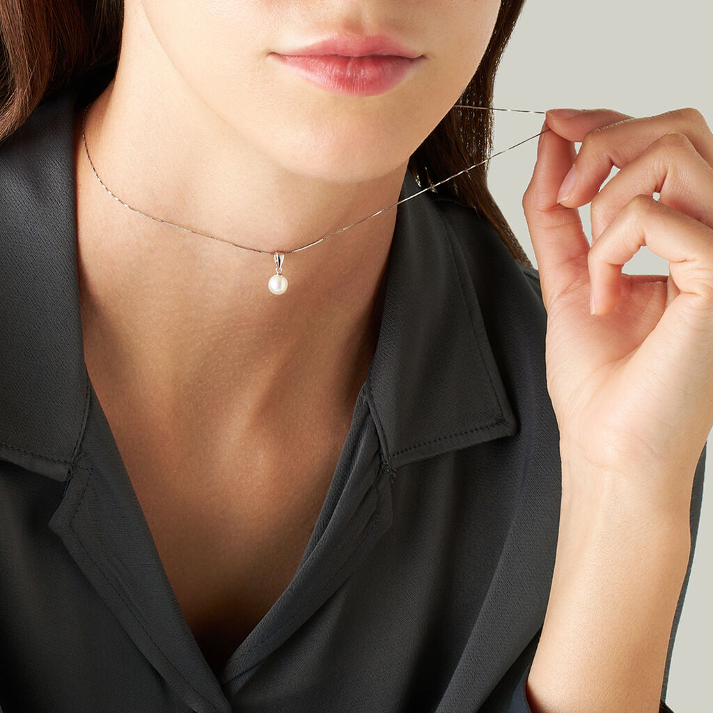Collana Gabrielle Oro Bianco Perla D'Acqua Dolce - Collane Donna | Stroili