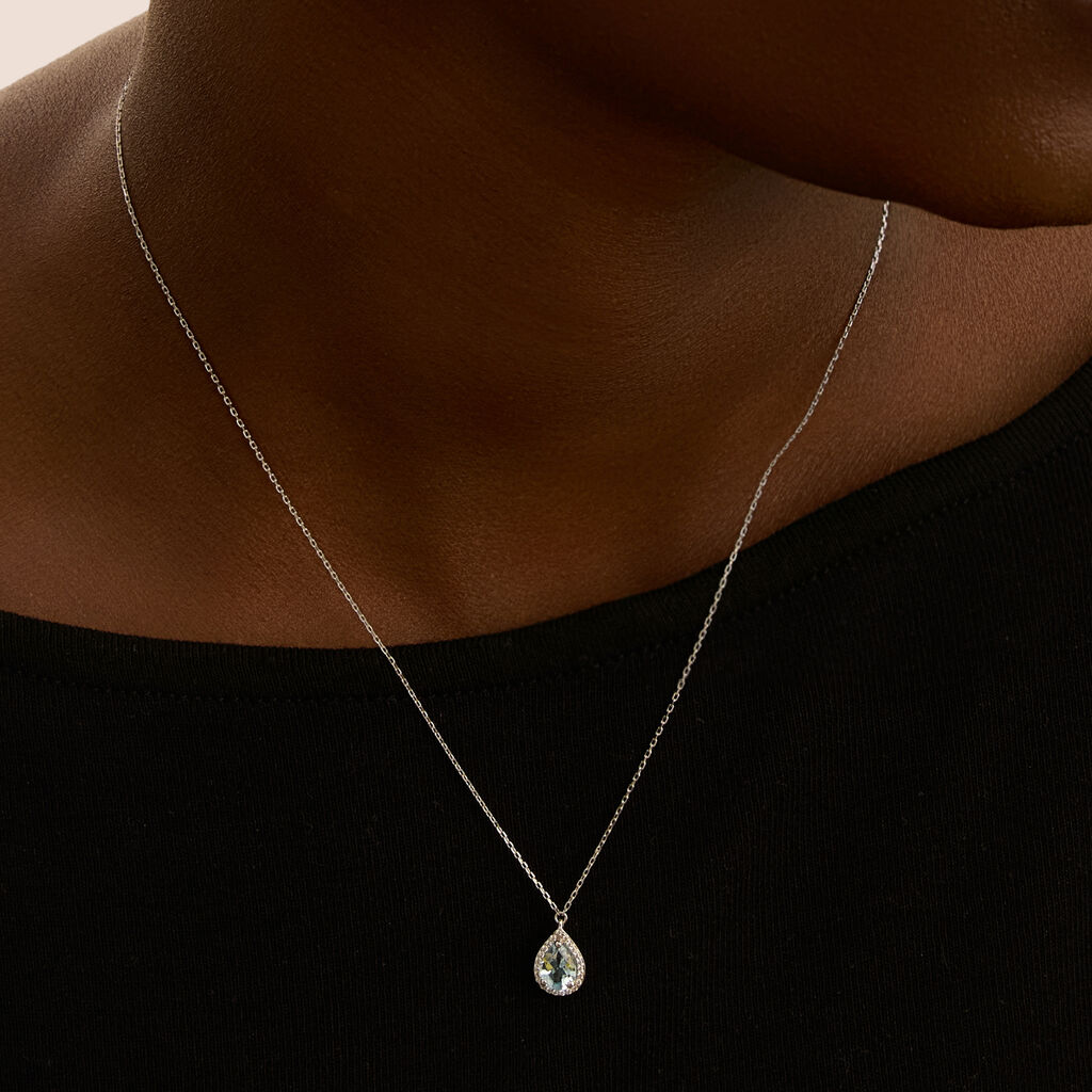 Collana Punto Luce Amélie Oro Bianco Topazio Cubic Zirconia