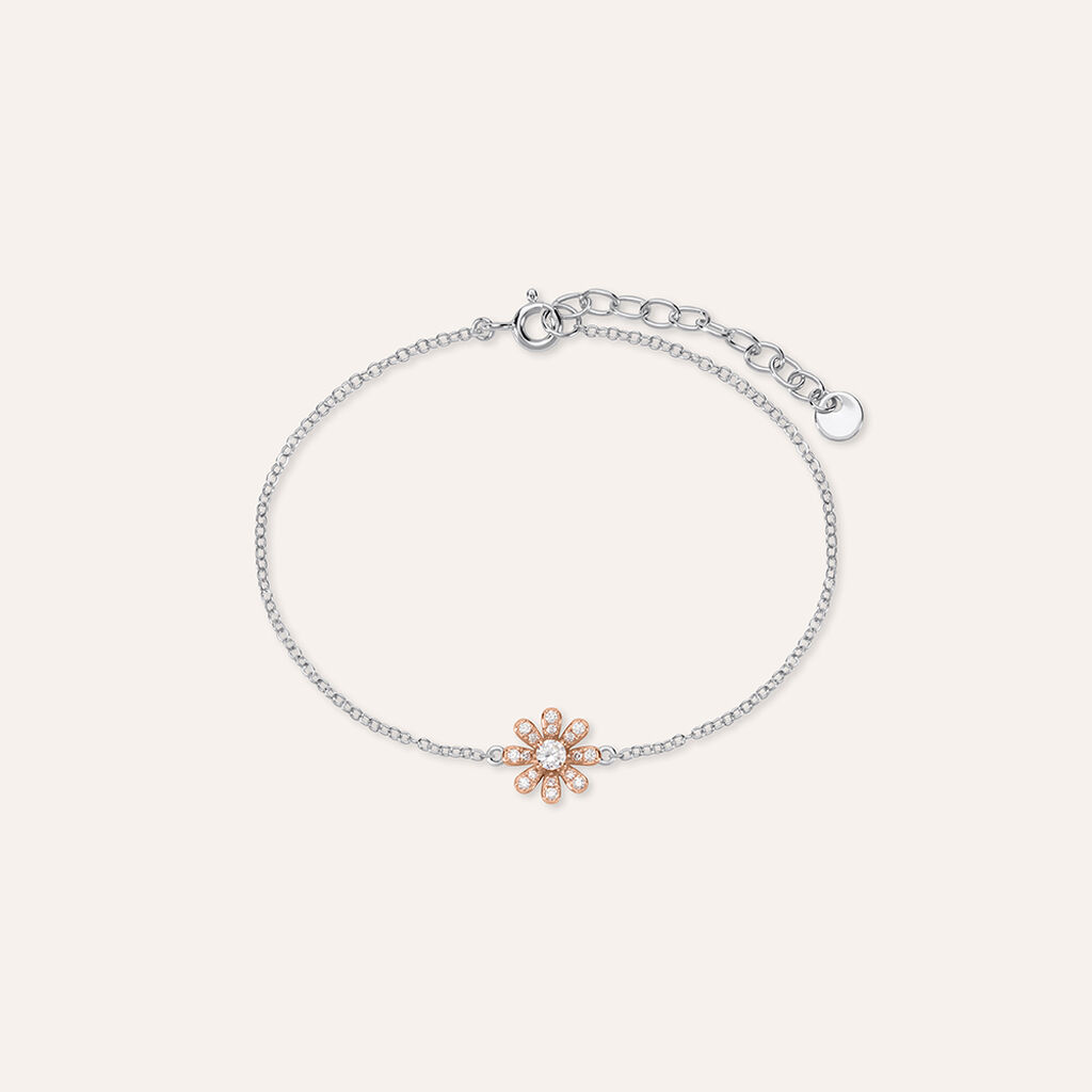 Bracciale Silver Moments Argento Bicolore Bianco / Rosa Cubic Zirconia - Bracciali Amicizia Donna | Stroili