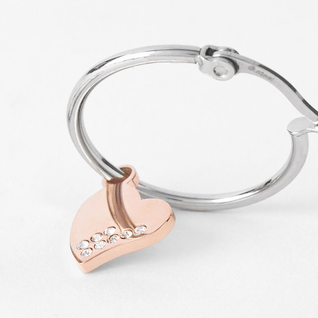 Orecchini A Cerchio Lady Chic Acciaio Bicolore Bianco / Rosa Cristallo - Orecchini a Cerchio Donna | Stroili