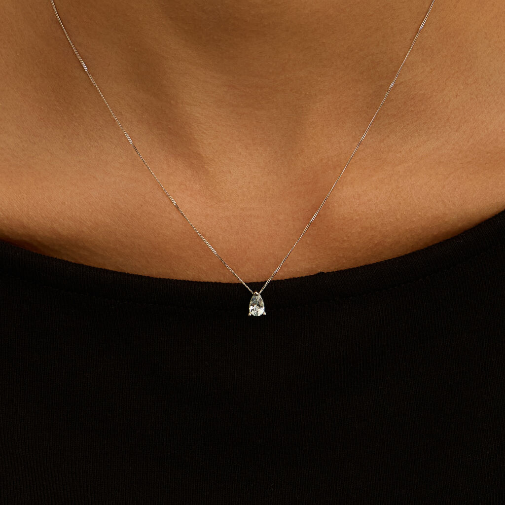 Collana Punto Luce Acquamarina Oro Bianco Acquamarina