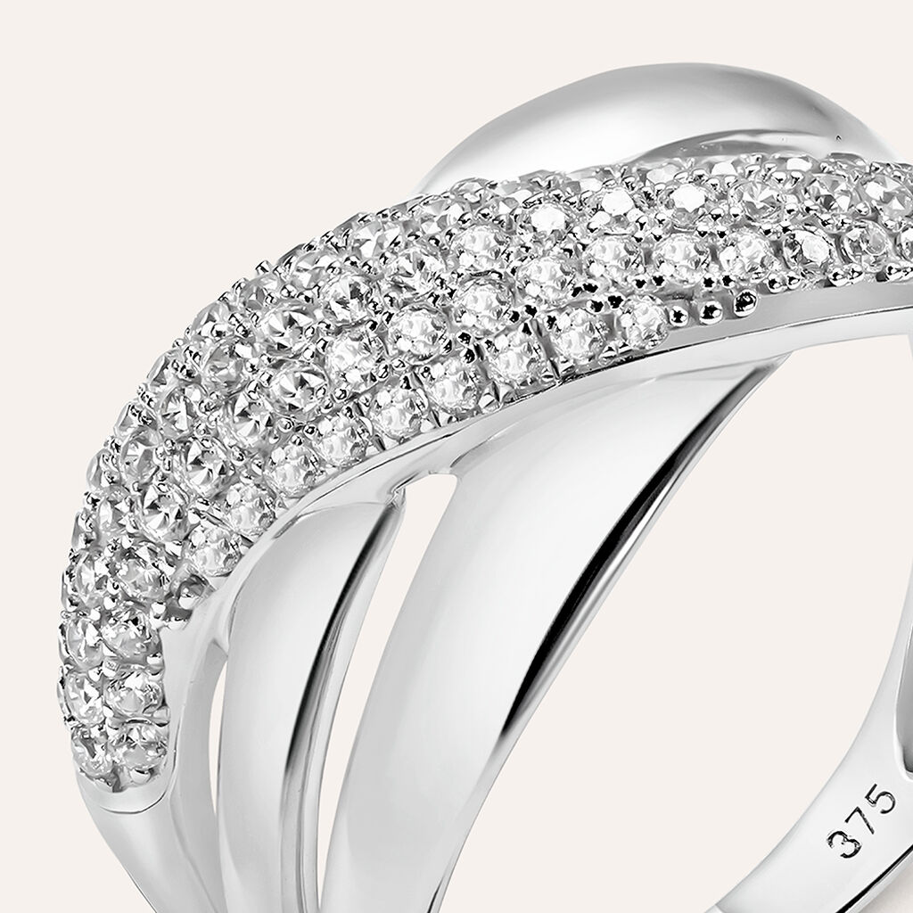 Anello Fascia Claire Oro Bianco Cubic Zirconia - Anelli a Fascia Larga Donna | Stroili