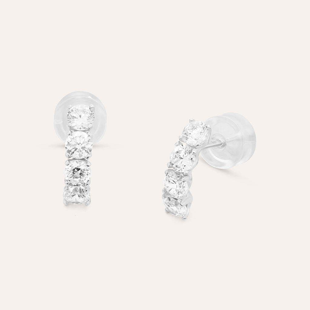Orecchini Lobo Claire Oro Bianco Cubic Zirconia - Orecchini a Lobo Donna | Stroili