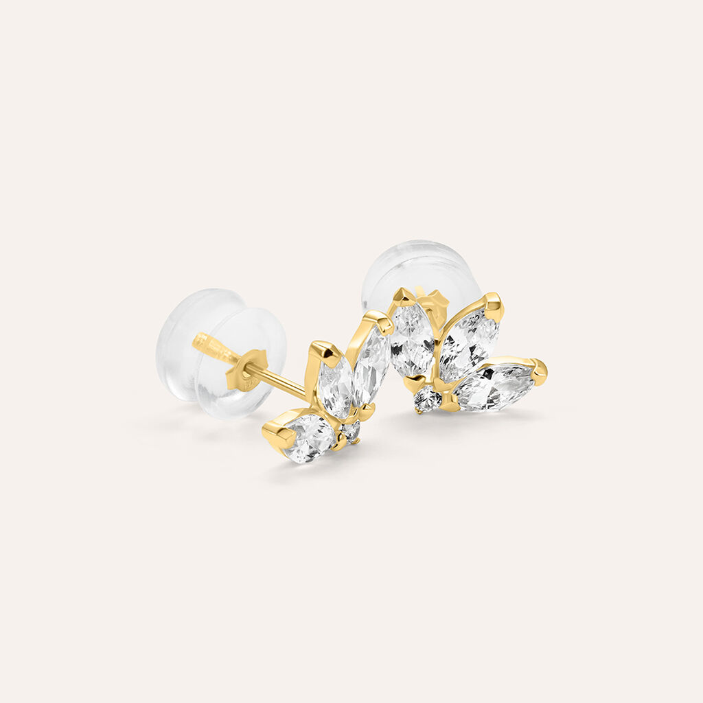 Orecchini Lobo Bon Ton Oro Giallo Cubic Zirconia
