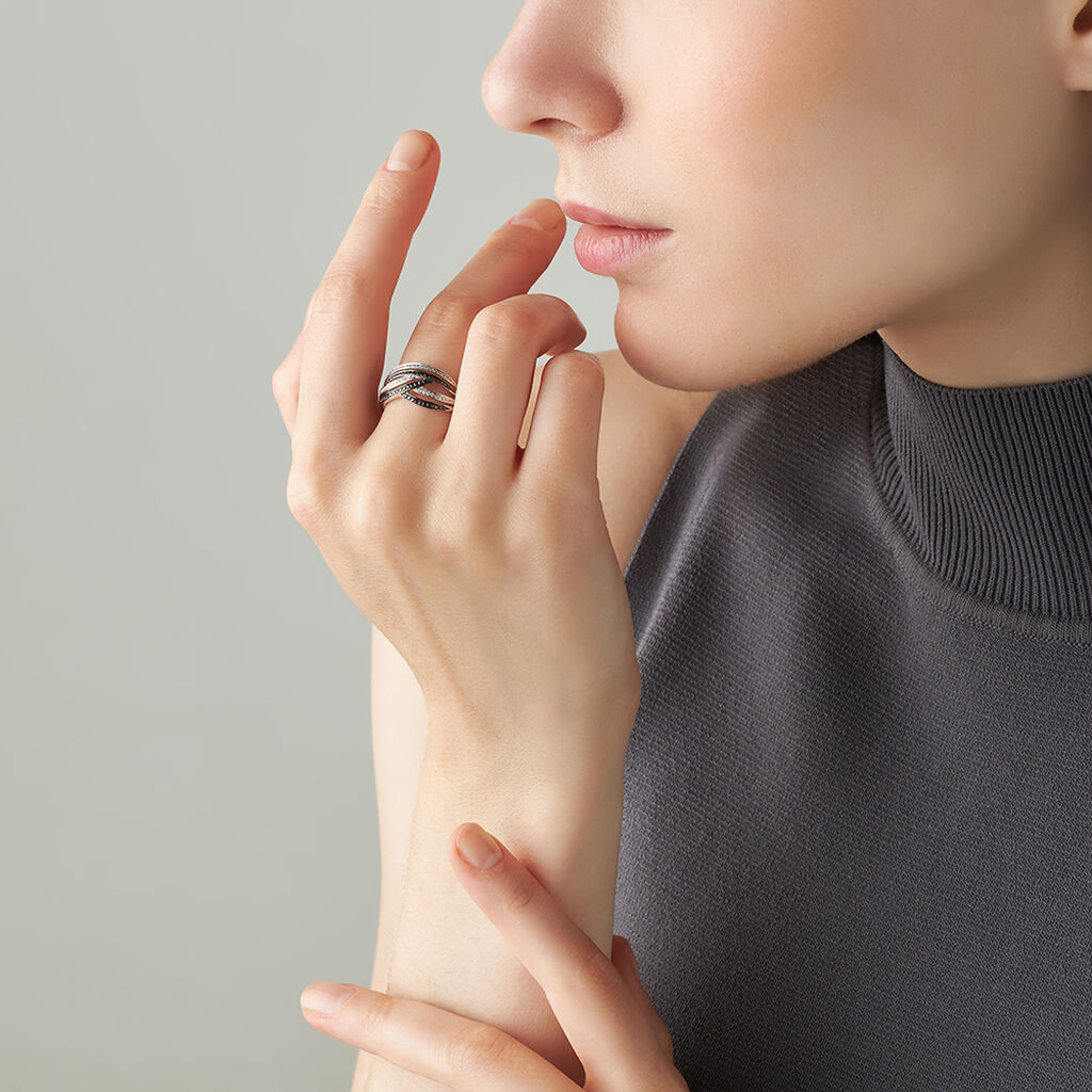 Anello Fascia Sophia Oro Bianco E Diamanti - Anelli a Fascia Larga Donna | Stroili