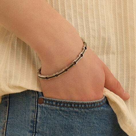 Bracciale Man Code Acciaio Bicolore Bianco / Nero Cristallo - Bracciali Uomo | Stroili