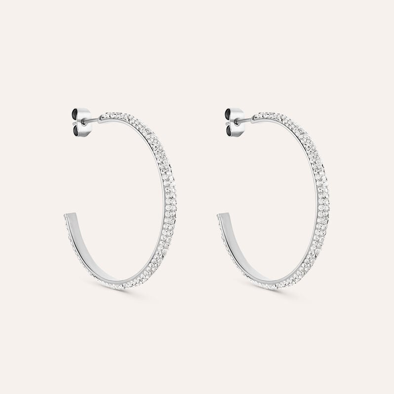 Orecchini A Cerchio Aura Acciaio Cristallo - Orecchini a Cerchio Donna | Stroili