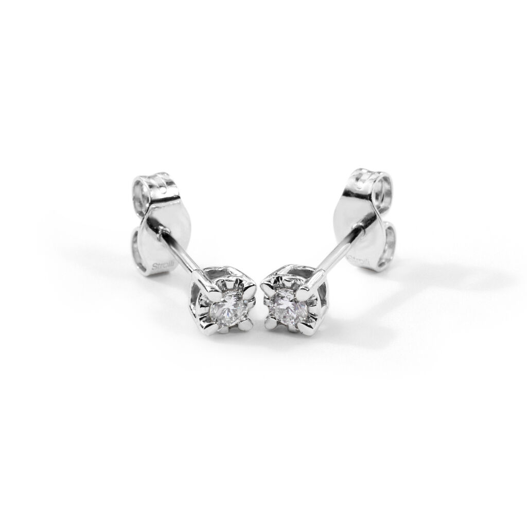 Orecchini Lobo Punto Luce Diamazing Oro Bianco Diamante - Orecchini a Lobo Donna | Stroili