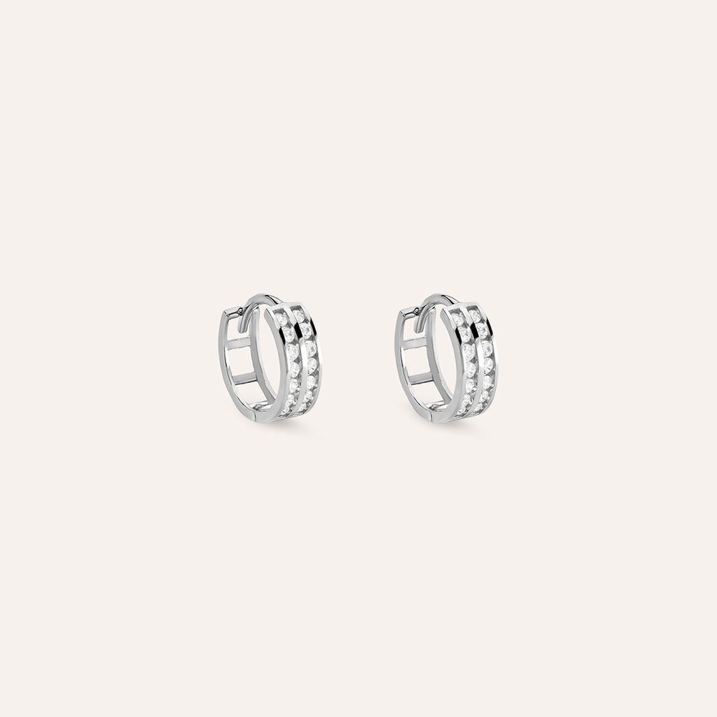 Orecchini A Cerchio Toujours Oro Bianco Cubic Zirconia - Orecchini a Cerchio Donna | Stroili