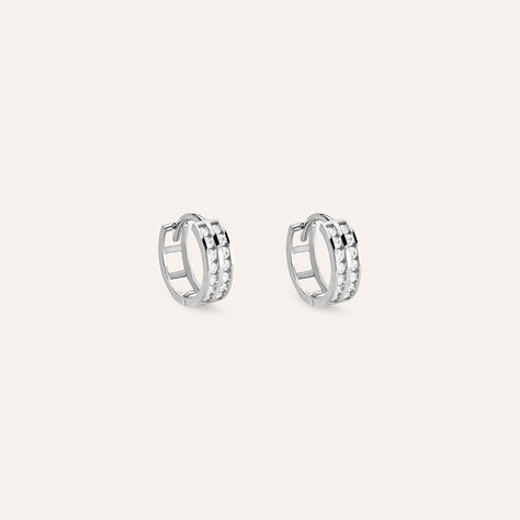 Orecchini A Cerchio Toujours Oro Bianco Cubic Zirconia - Orecchini a Cerchio Donna | Stroili