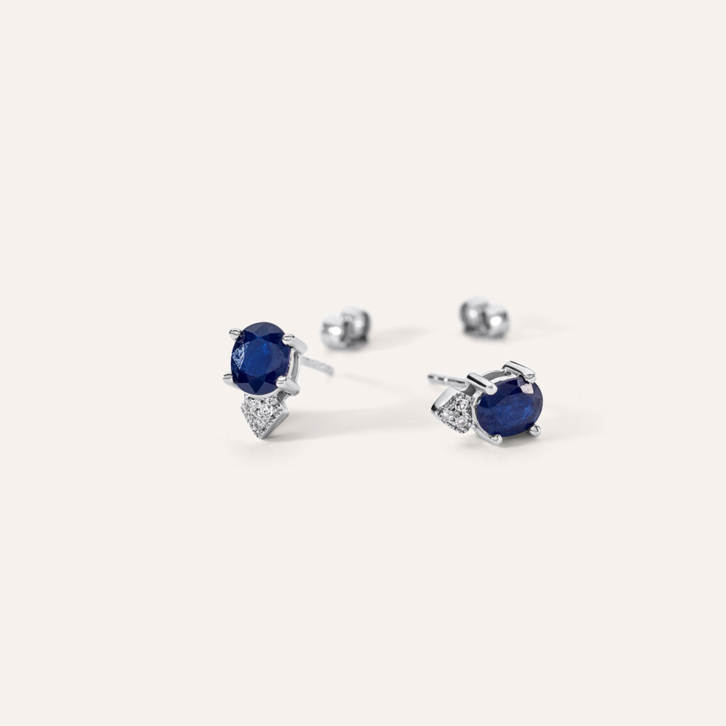 Orecchini Lobo Elizabeth Crown Oro Bianco Zaffiro Diamante