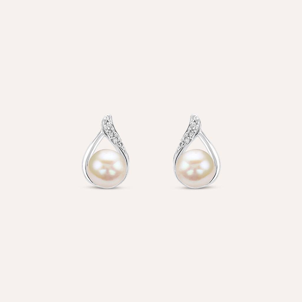 Orecchini Lobo Gold Pearls Oro Bianco Perla D'Acqua Dolce Diamante