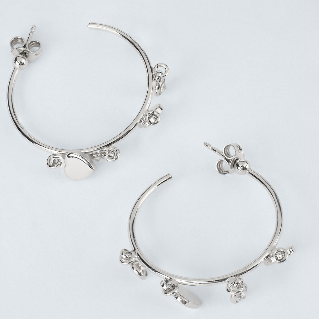 Orecchini A Cerchio Silver Collection Argento Rodiato Cubic Zirconia