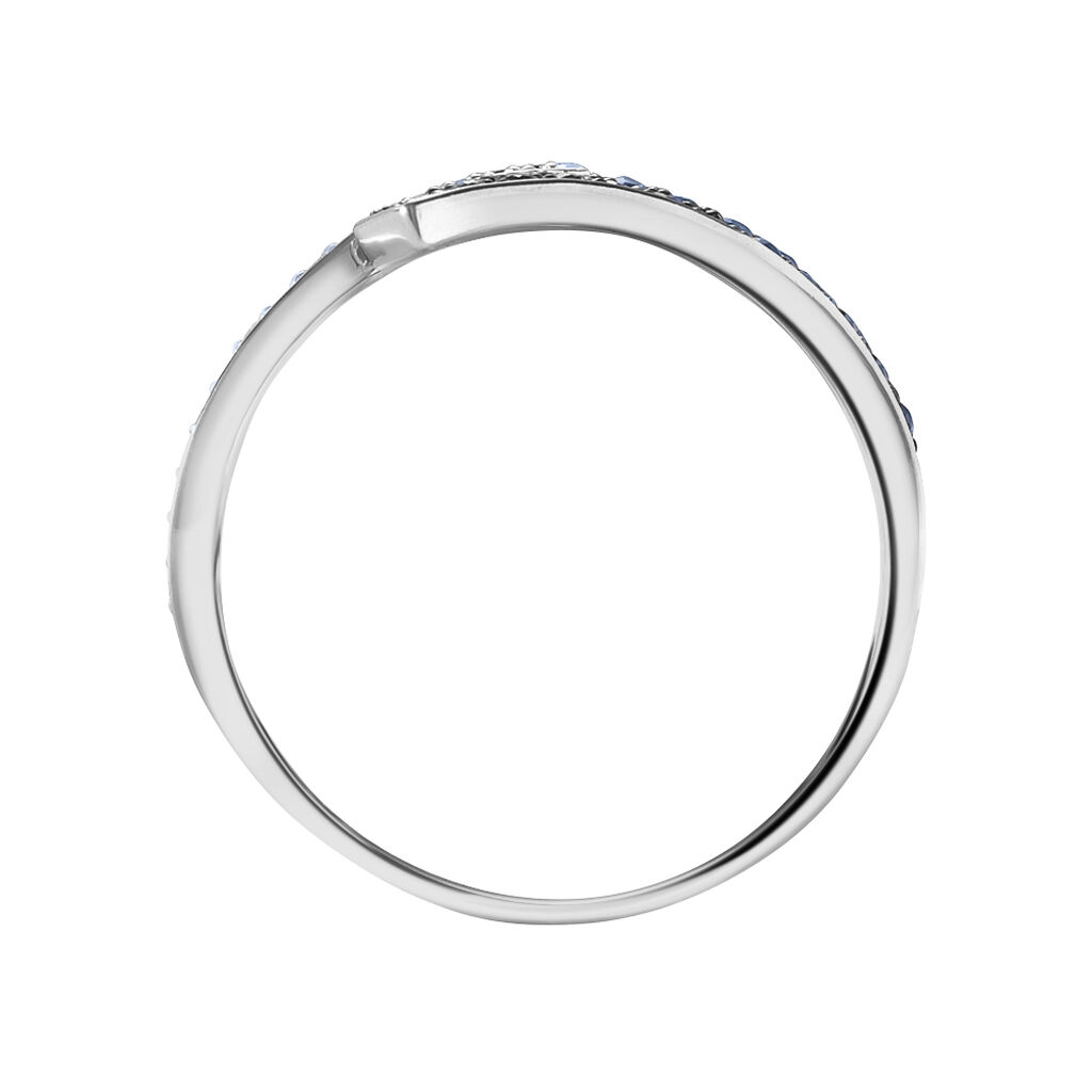 Anello Contrarie Charlotte Oro Bianco Zaffiro Diamante - Anelli con Pietre Donna | Stroili