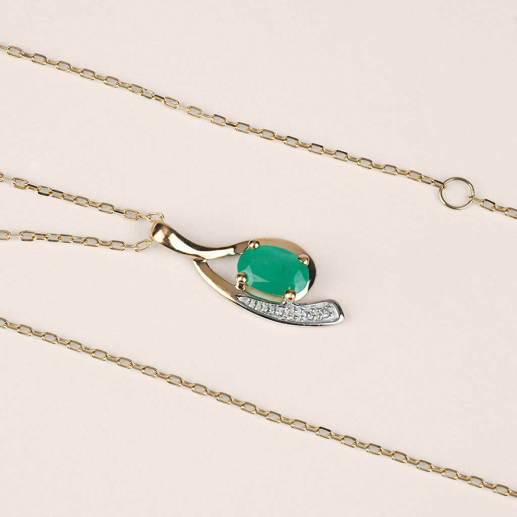 Collana Charlotte Oro Bicolore Smeraldo Diamante - Collane Donna | Stroili