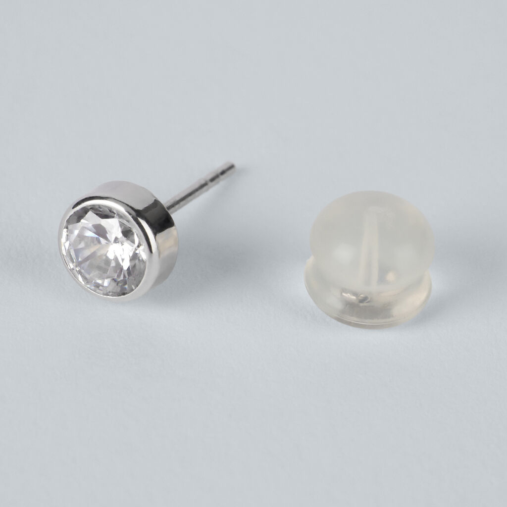 Orecchini Lobo Punto Luce Bon Ton Oro Bianco Cubic Zirconia - Orecchini a Lobo Donna | Stroili