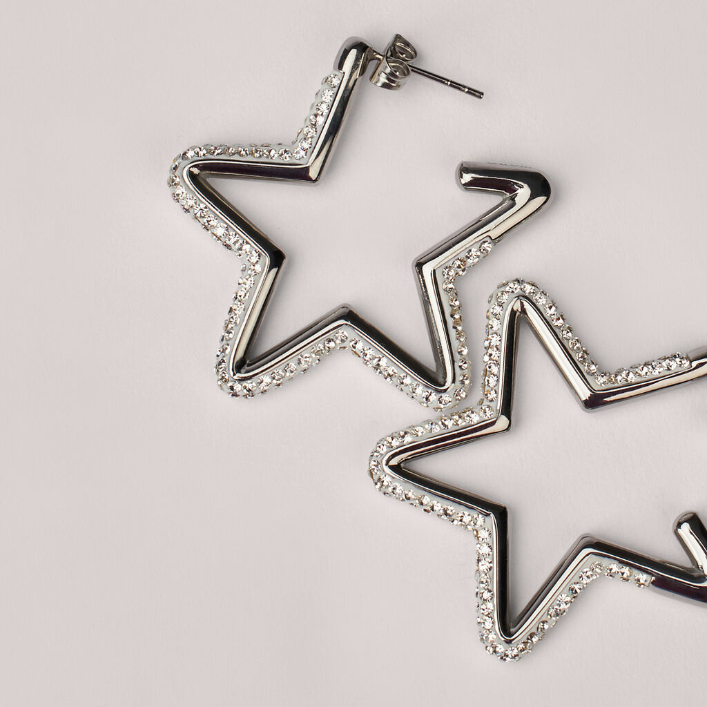 Orecchini A Cerchio Aura Acciaio Cristallo