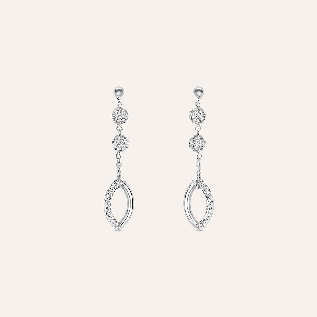 Orecchini Pendenti Christelle Oro Bianco Cristallo