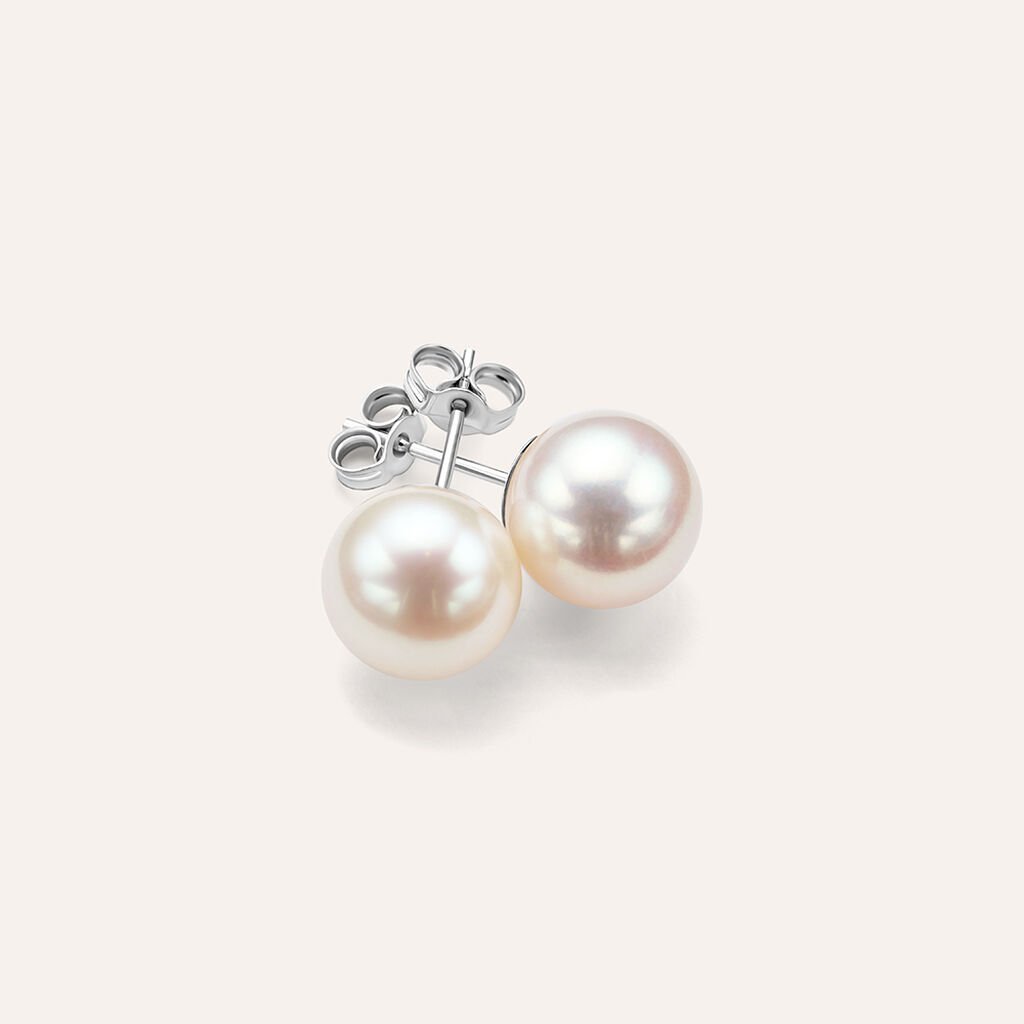 Orecchini Lobo Gabrielle Oro Bianco Perla D'Acqua Dolce - Orecchini a Lobo Donna | Stroili