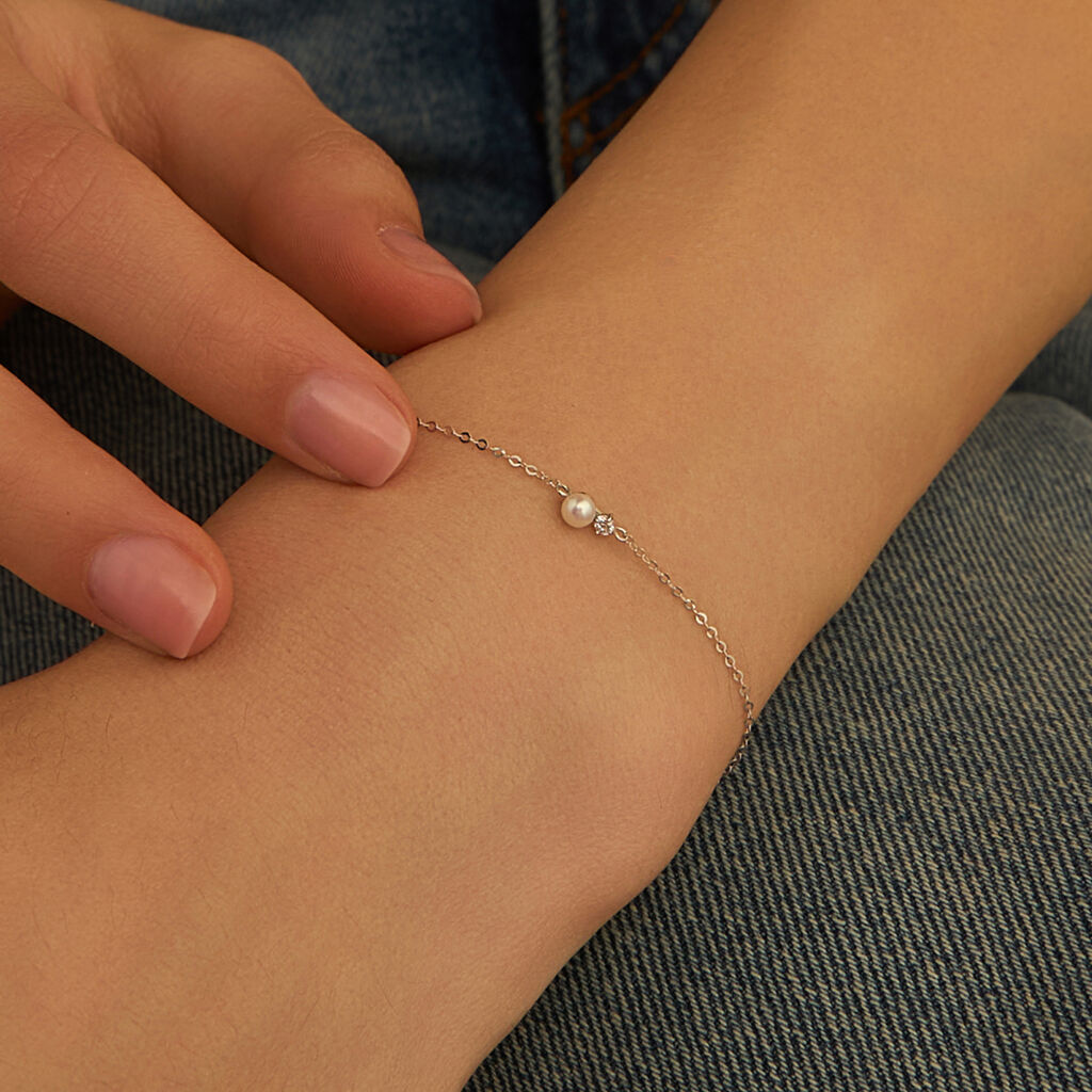 Bracciale Gabrielle Oro Bianco Perla D'Acqua Dolce Cubic Zirconia