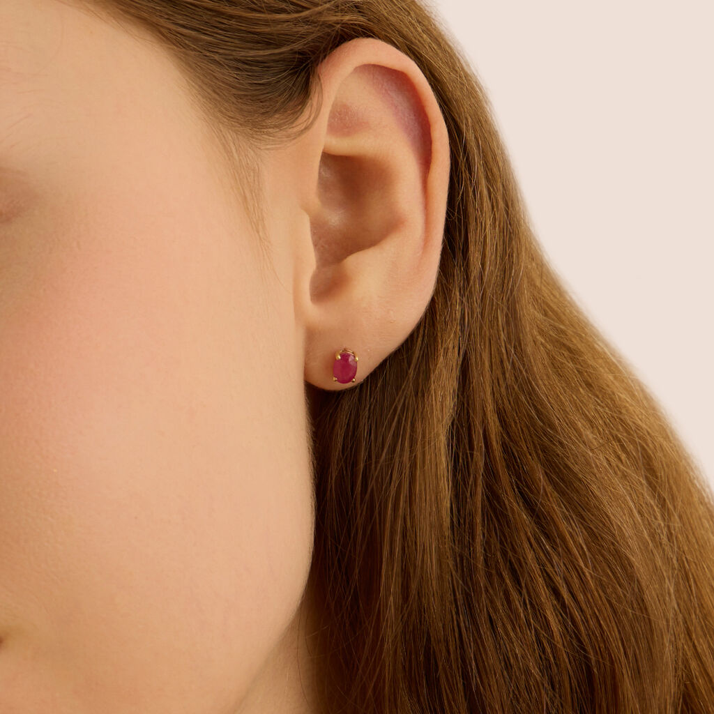 Orecchini Lobo Punto Luce Charlotte Oro Giallo Rubino