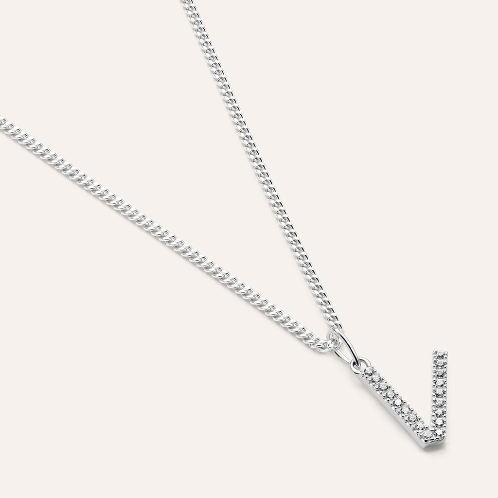 Pendente Po&egrave;me Oro Bianco Cubic Zirconia