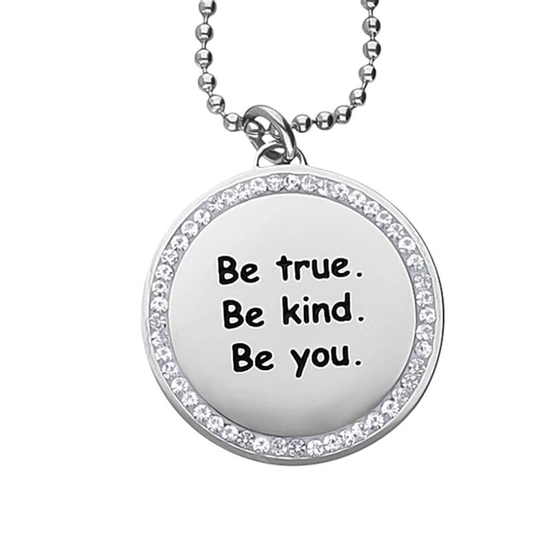 Collana con ciondolo in acciaio rodiato e strass Be true. Be kind. Be you. - Collane Donna | Stroili