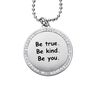 Collana con ciondolo in acciaio rodiato e strass Be true. Be kind. Be you.