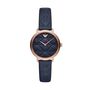 Orologio solo tempo Emporio Armani cinturino in pelle blu cassa acciaio oro rosa