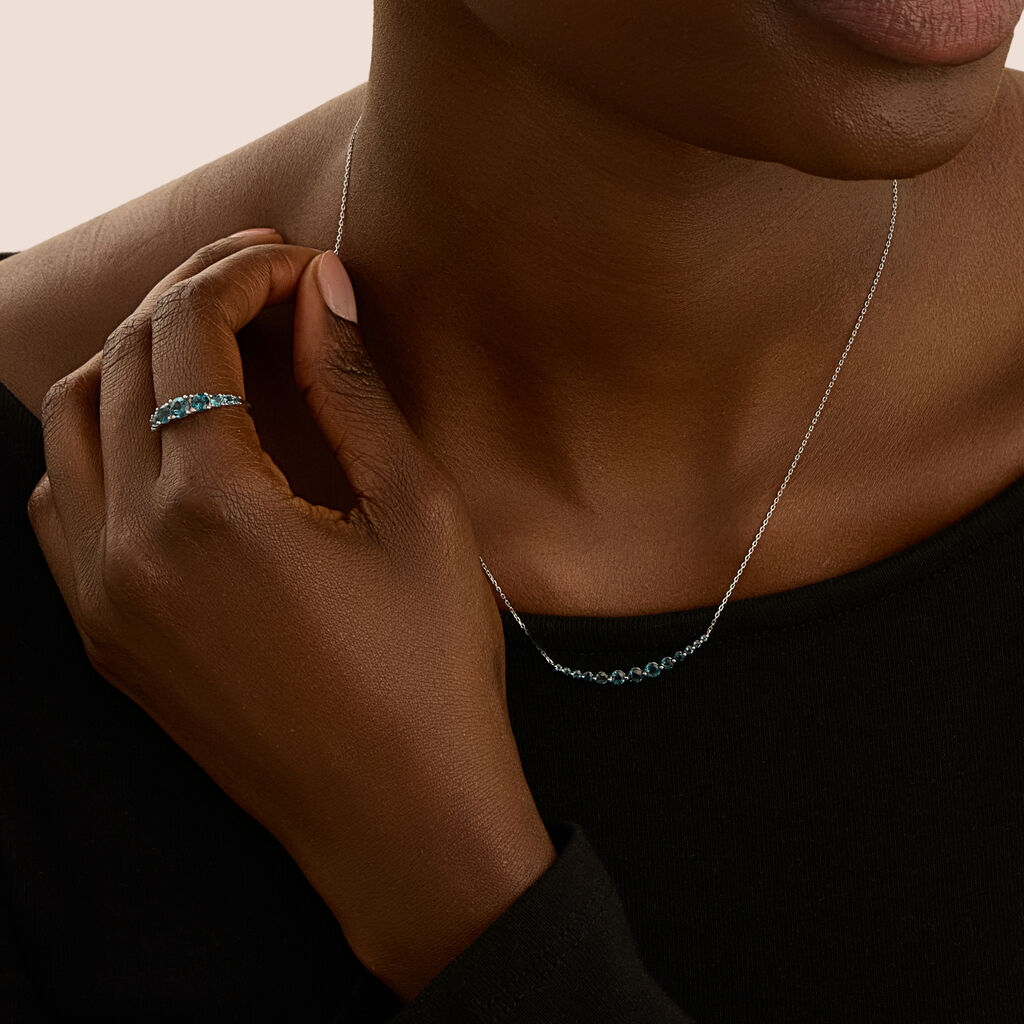 Anello Riviere Amélie Oro Bianco Topazio