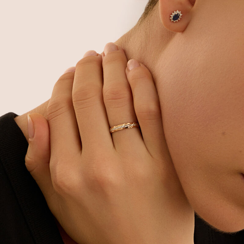 Fede Classica Diamantata 3 mm Oro Bicolore - Anelli con Incisione Donna | Stroili