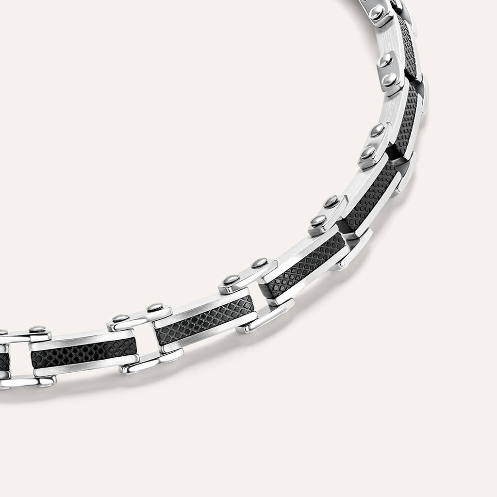 Bracciale Man Code Acciaio Bicolore Bianco / Nero Cristallo - Bracciali Uomo | Stroili